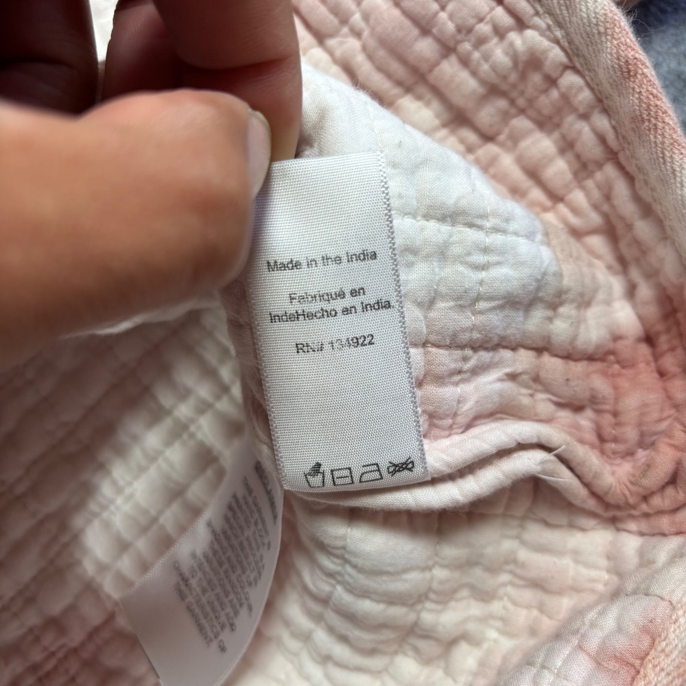 Emerson Fry India Collection Organic Cotton Quilted Gauze Jacket Pink White L - Picture 6 of 11